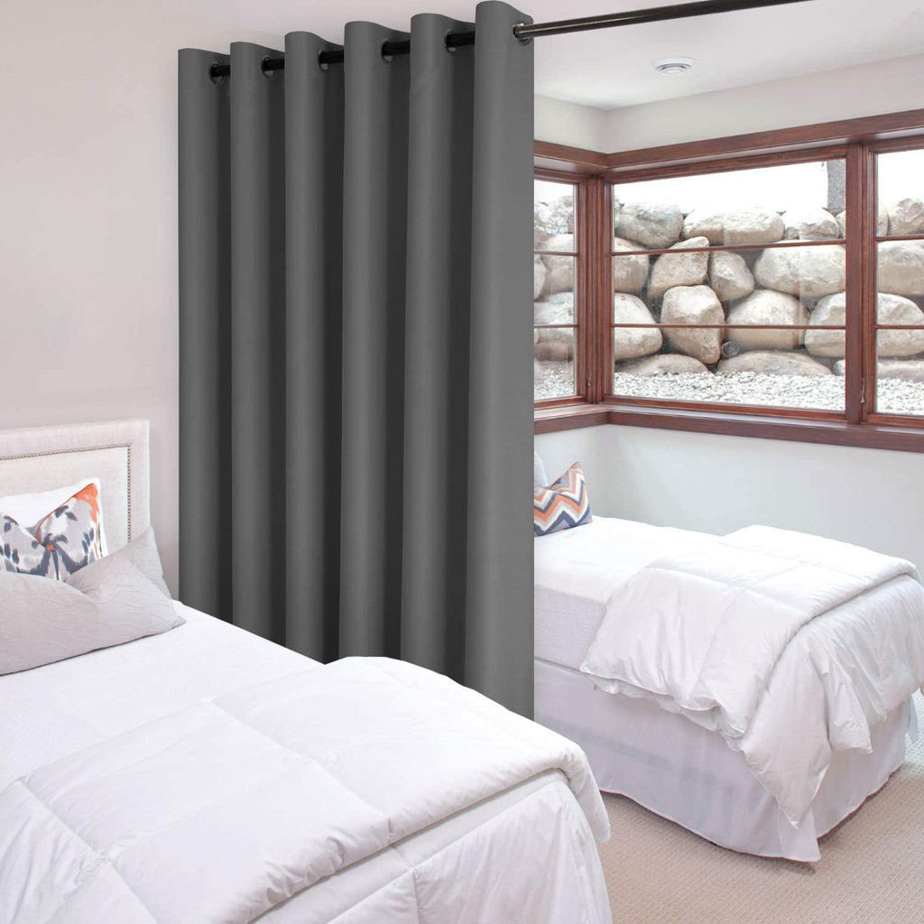 Dark Grey Thermal Blackout Room Divider Curtain Panel X754385