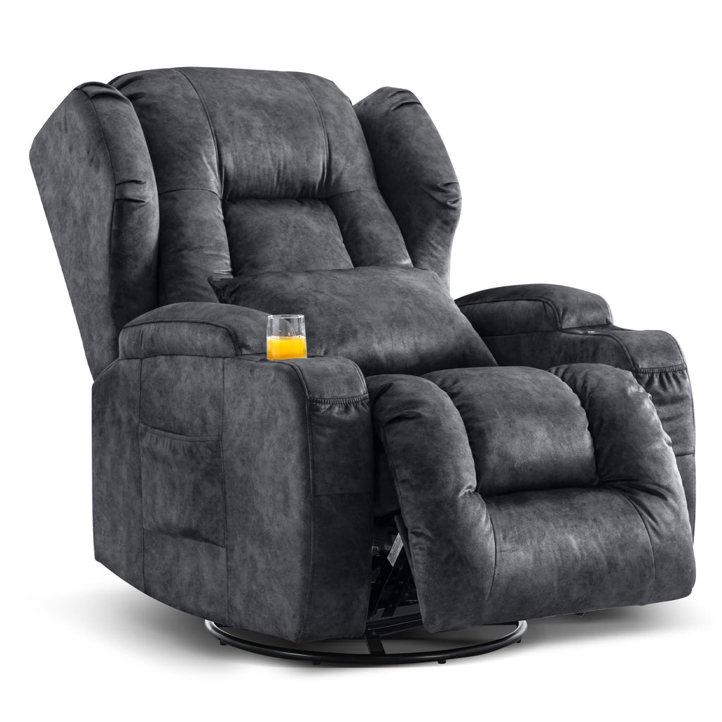 Manual Swivel Rocker Recliner Chair Velvet Grey Z625438