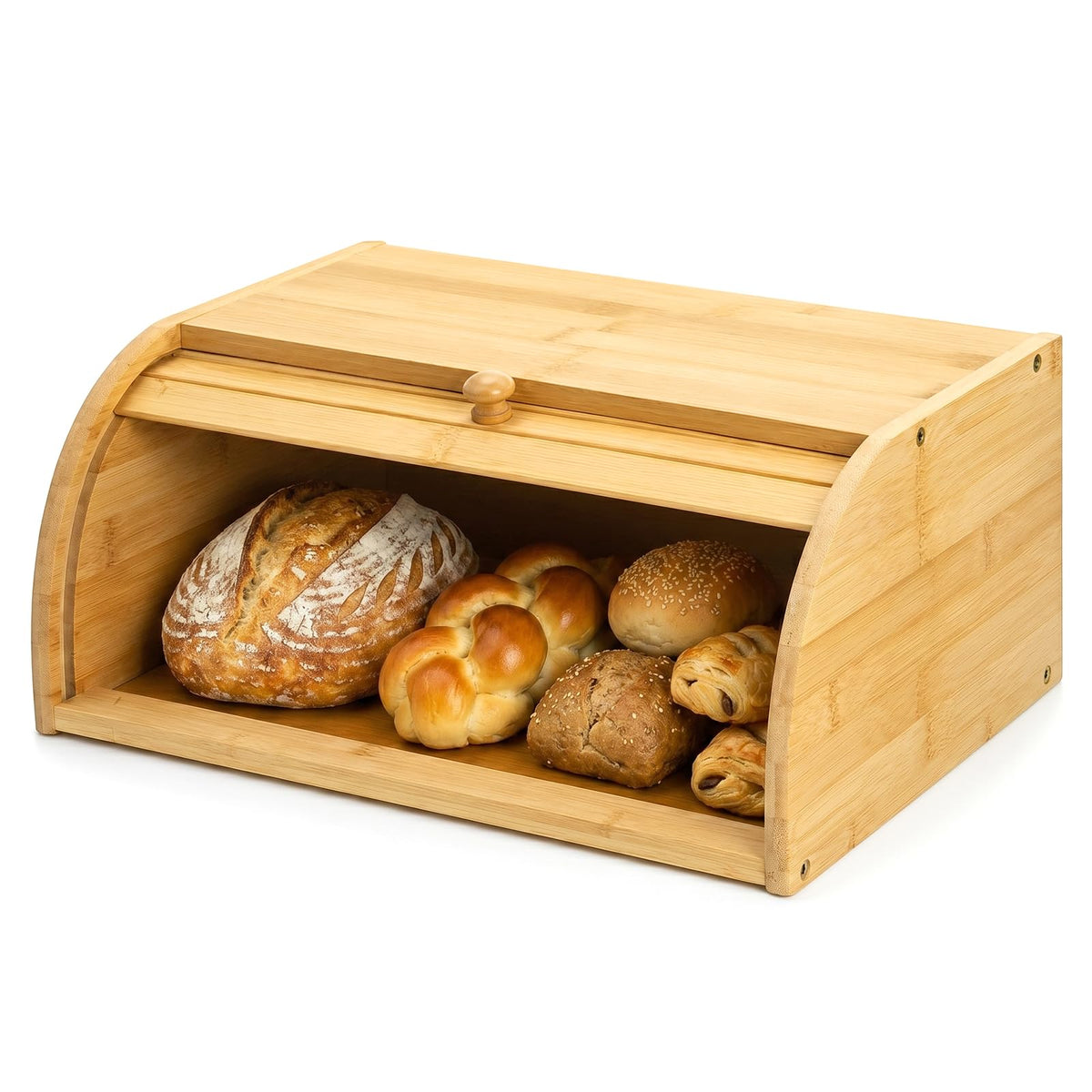 Large Natural Bamboo Roll Top Bread Box S65339