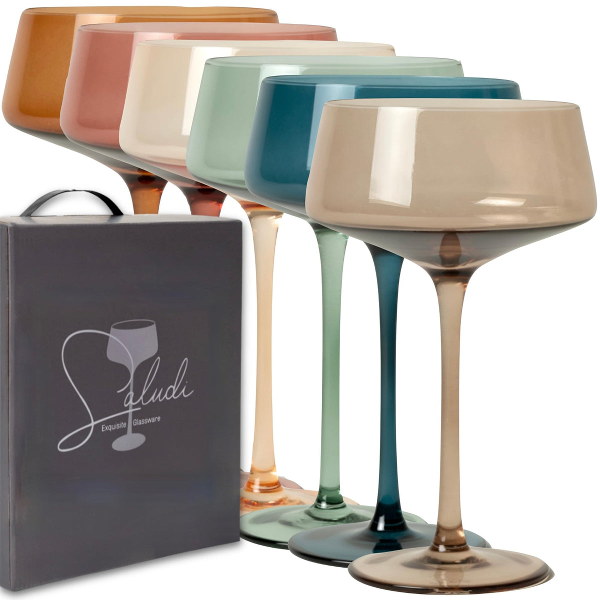 Colored Coupe Glasses Set of 6 W602611
