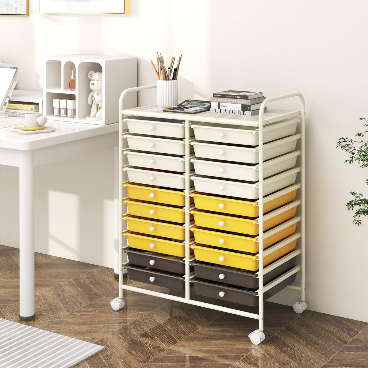 20 Drawer Rolling Storage Cart with Lockable Wheels G6098