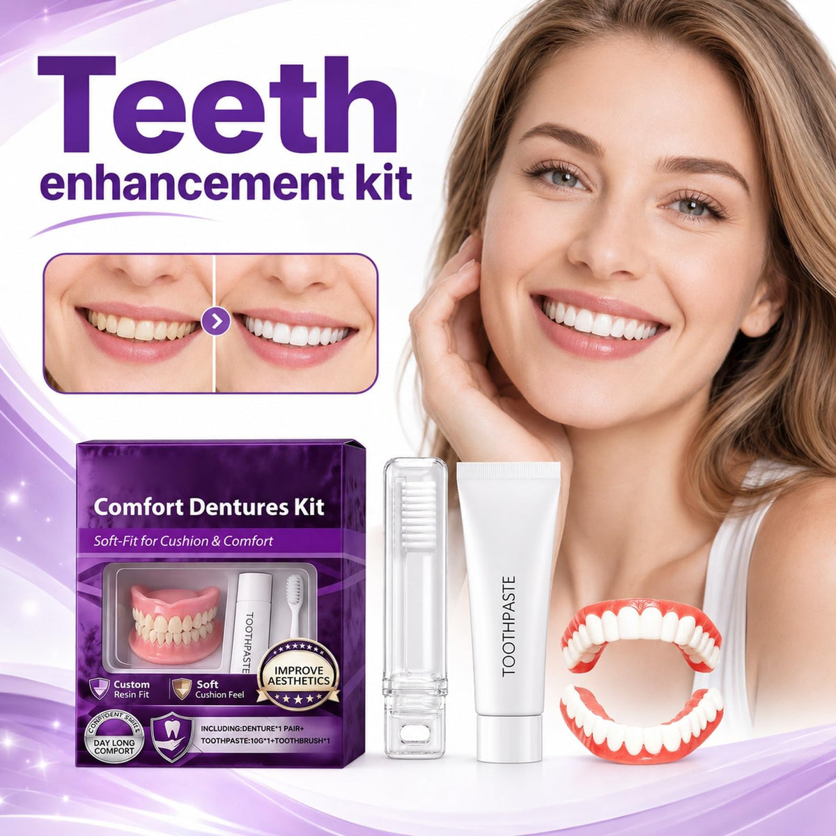 Silicone Dentures Upper & Lower Set A50843