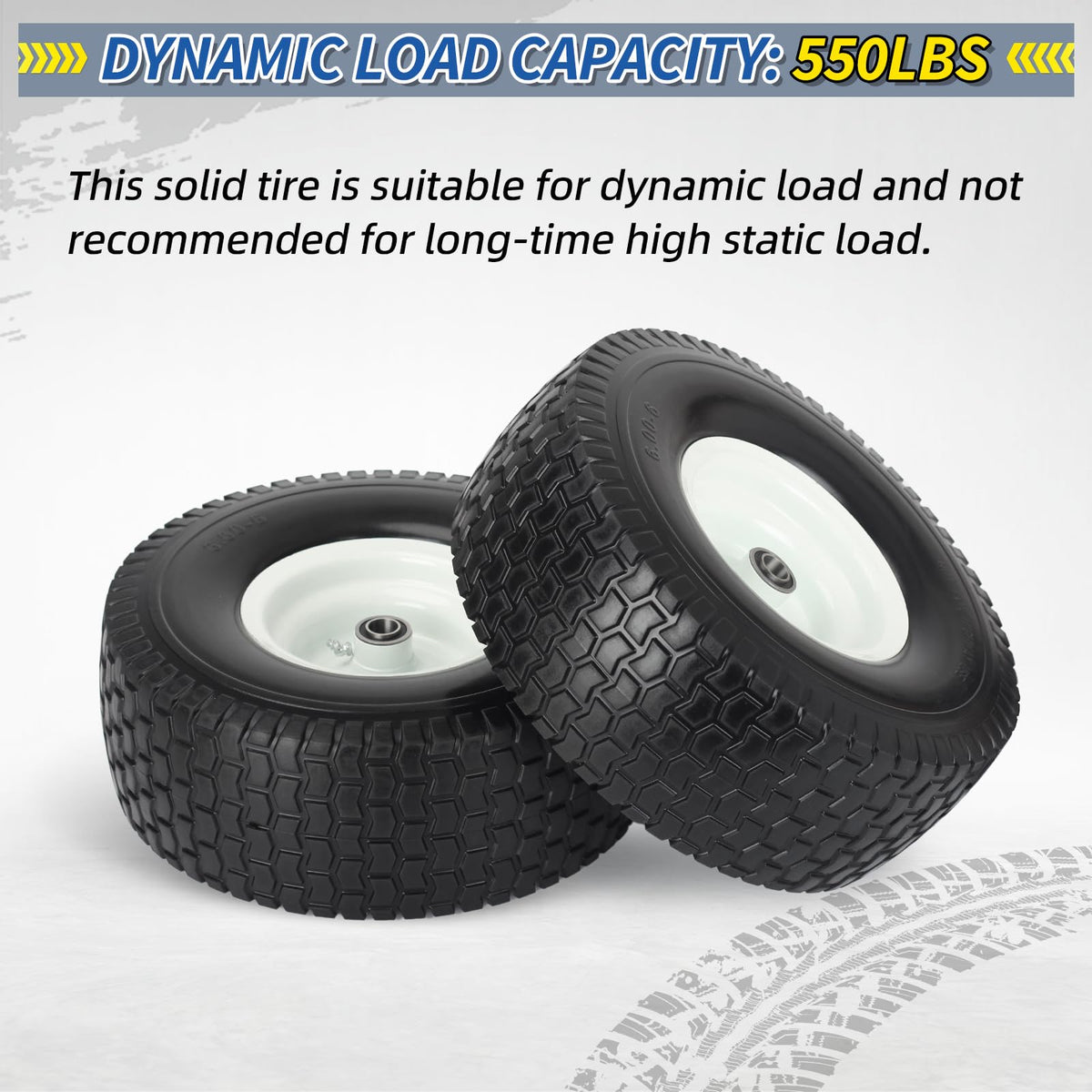 15x6.00-6 Flat Free Lawn Mower Tire and Wheel, 2 Pack I47697