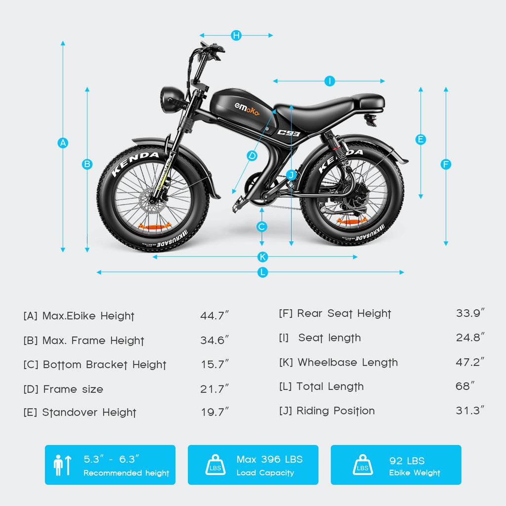 Peak 1500W 48V 20Ah 20'' Fat Tire 7-Speed Electric Bike P71041