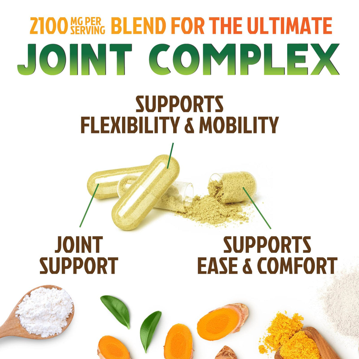 Glucosamine Chondroitin MSM 2100mg Joint Support Supplement with Turmeric & Boswellia 60 Capsules X85899