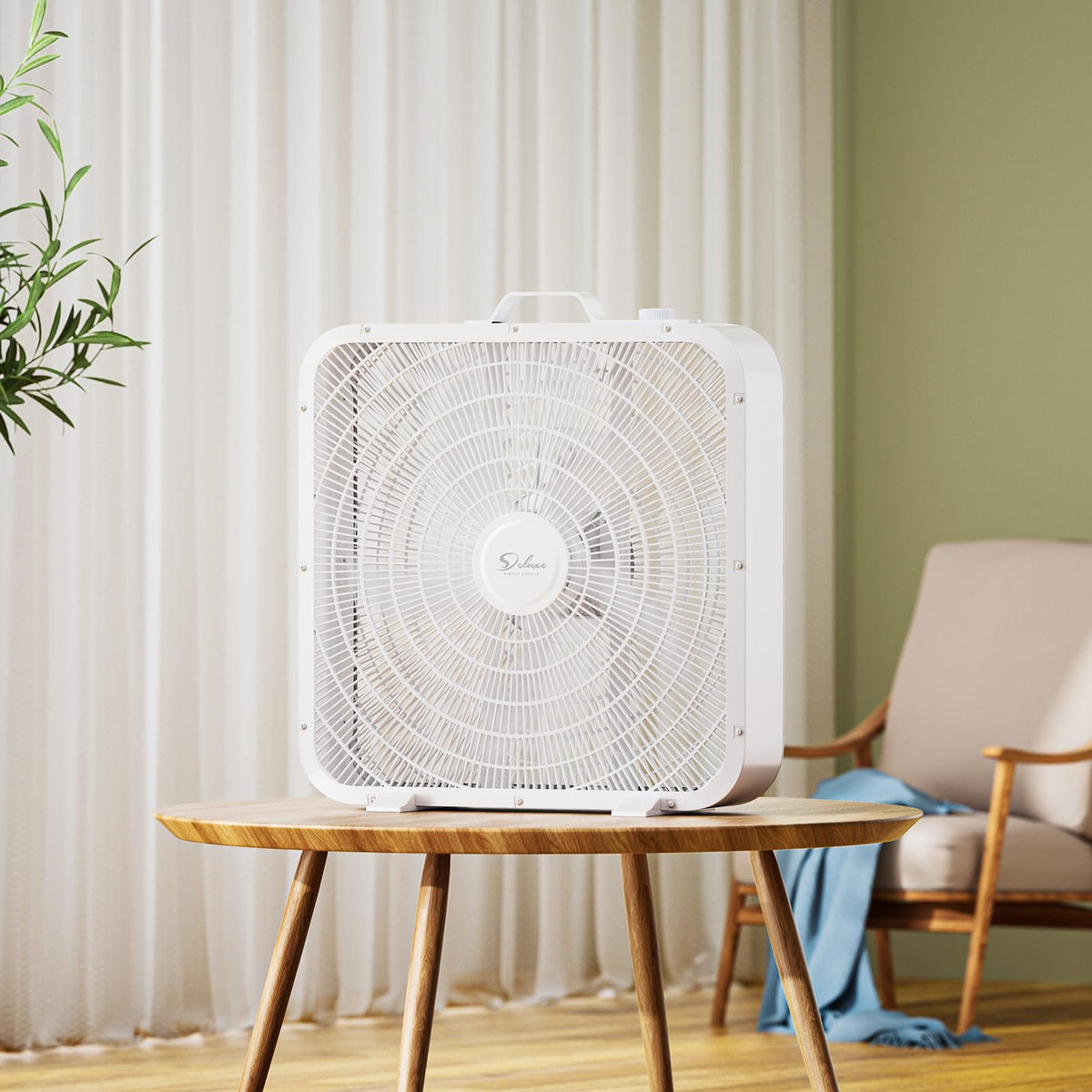 20” 3-Speed Box Fan with Carry Handle, White Q9050