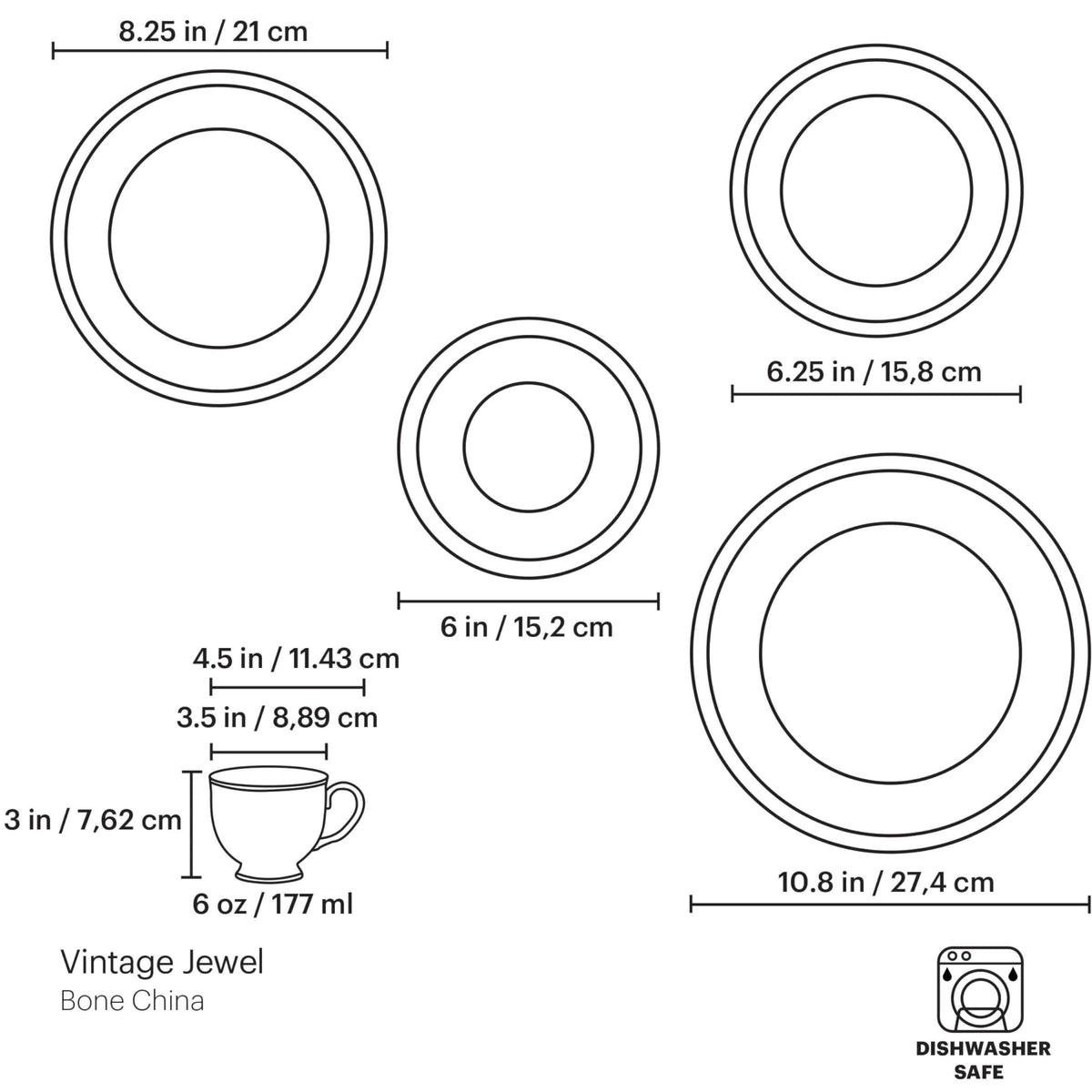 White 5 Piece Dinnerware Set T934