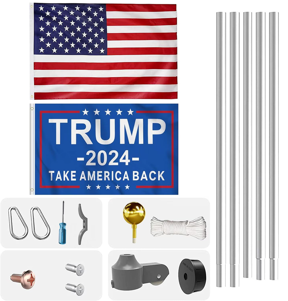 20 FT Aluminum Flagpole Kit with USA Flag P5637
