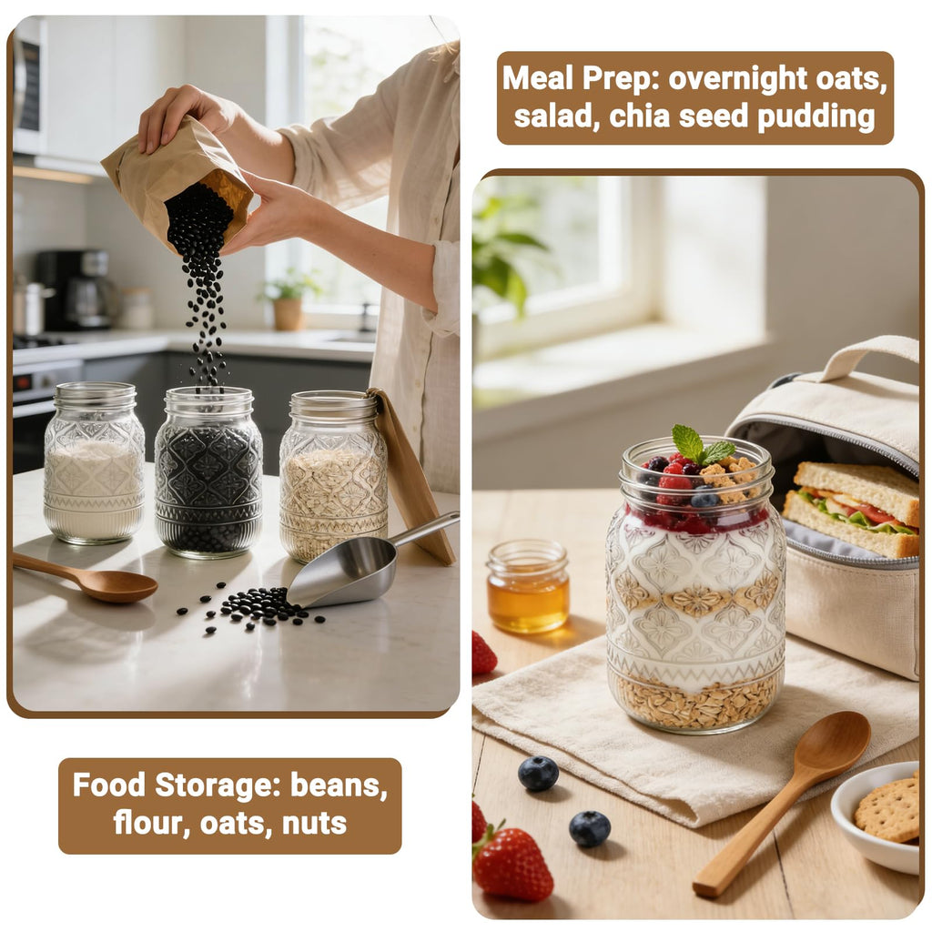 16oz Embossed Mason Jars 15-Pack with Airtight Lids D245366