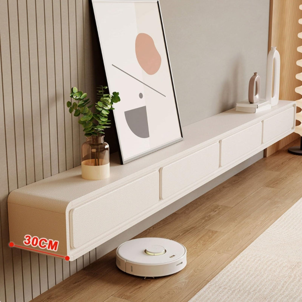 Cream White Floating TV Stand with Drawers N28181