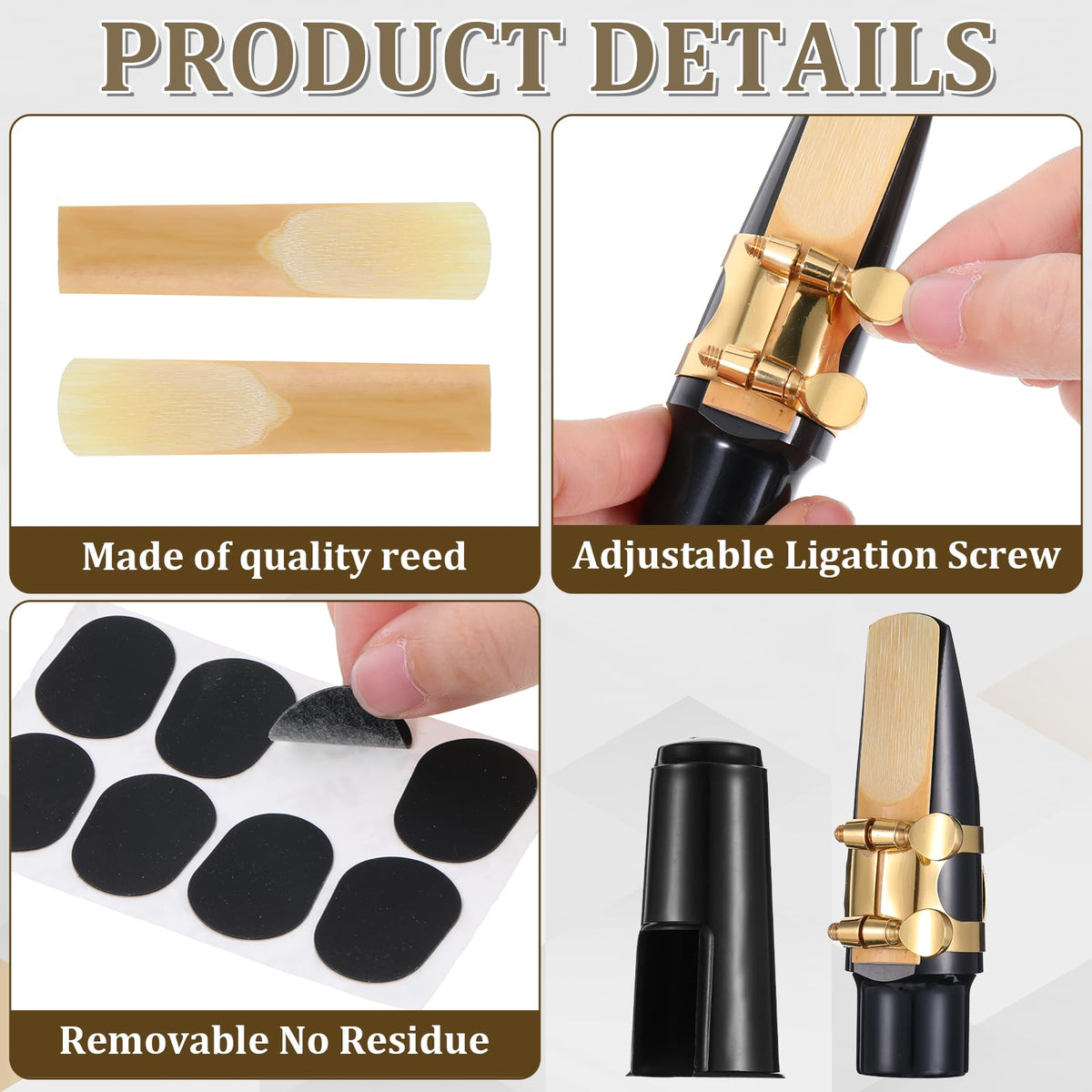 Alto Saxophone Mouthpiece Kit with Ligature, Cap, 21 Reeds, Pads and Storage Case J399847