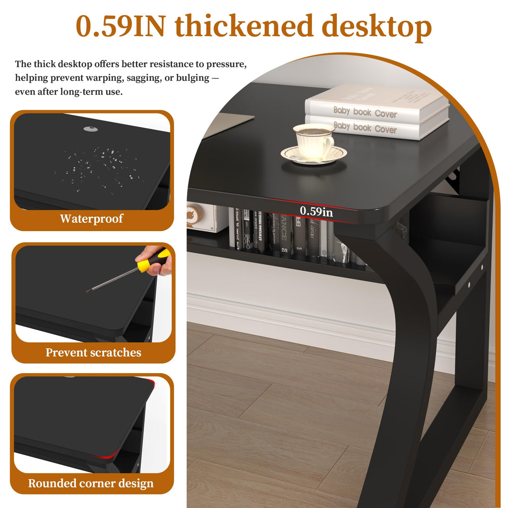 Black 55" Wood Computer Desk Y97208