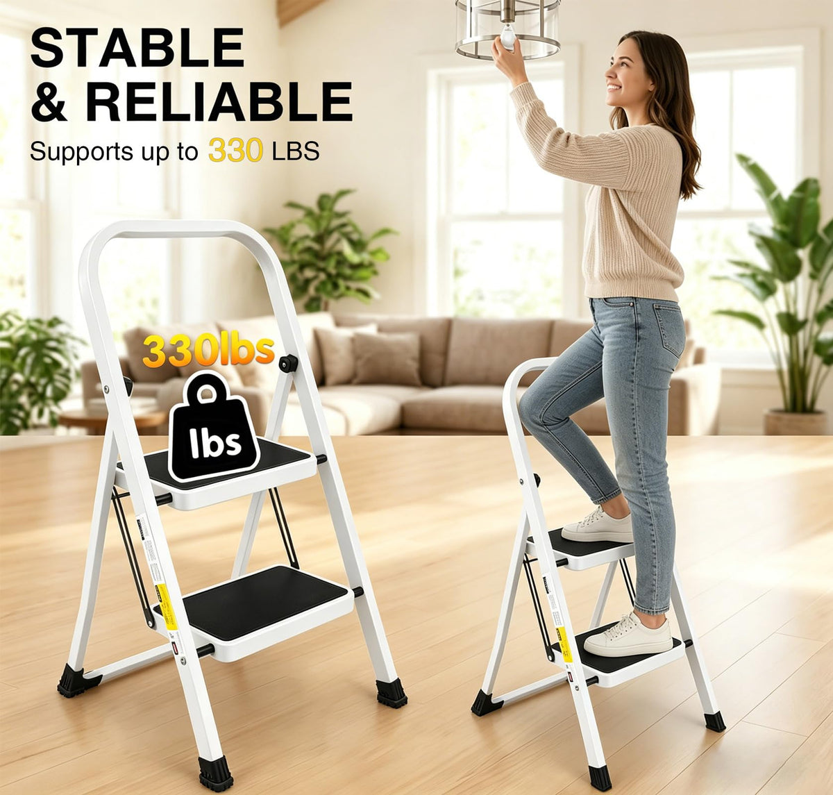 2 Step Folding Stool with Anti-Slip Pedal S52332