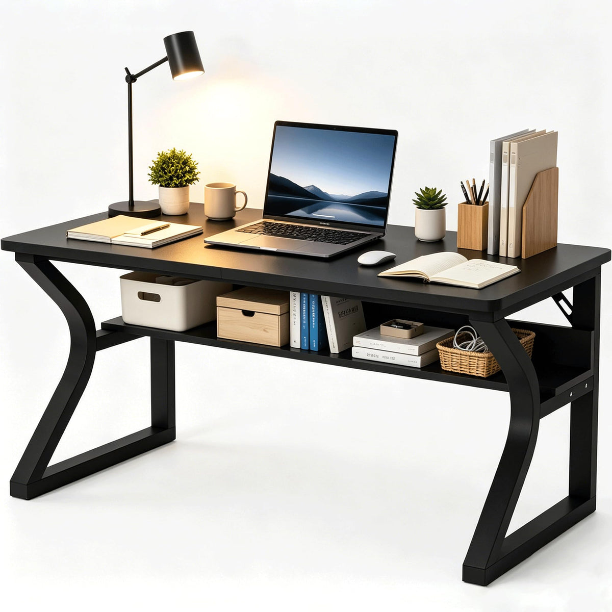 Black 55" Wood Computer Desk Y97208