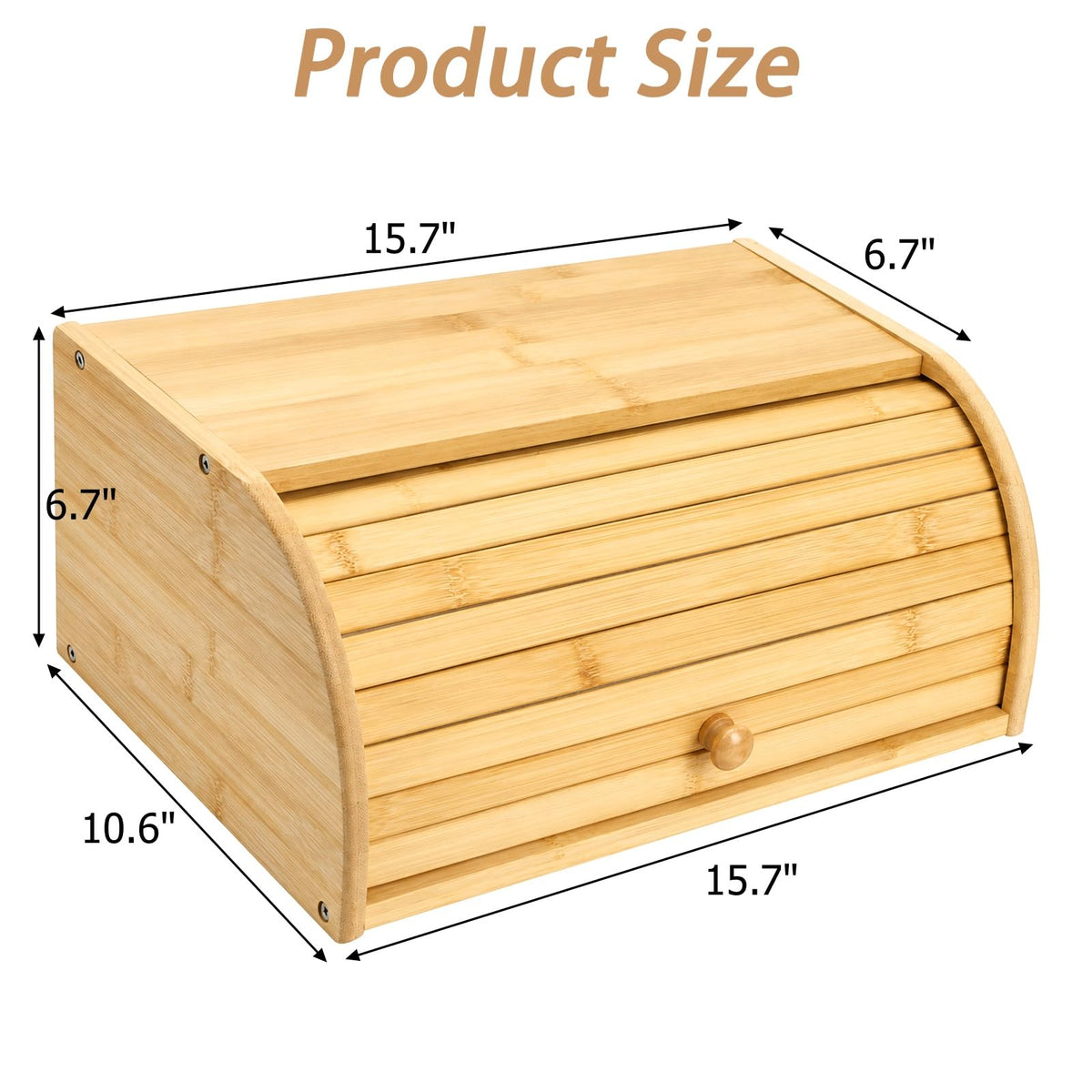 Large Natural Bamboo Roll Top Bread Box S65339