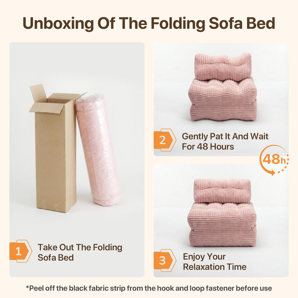Pink Folding Sofa Bed T401