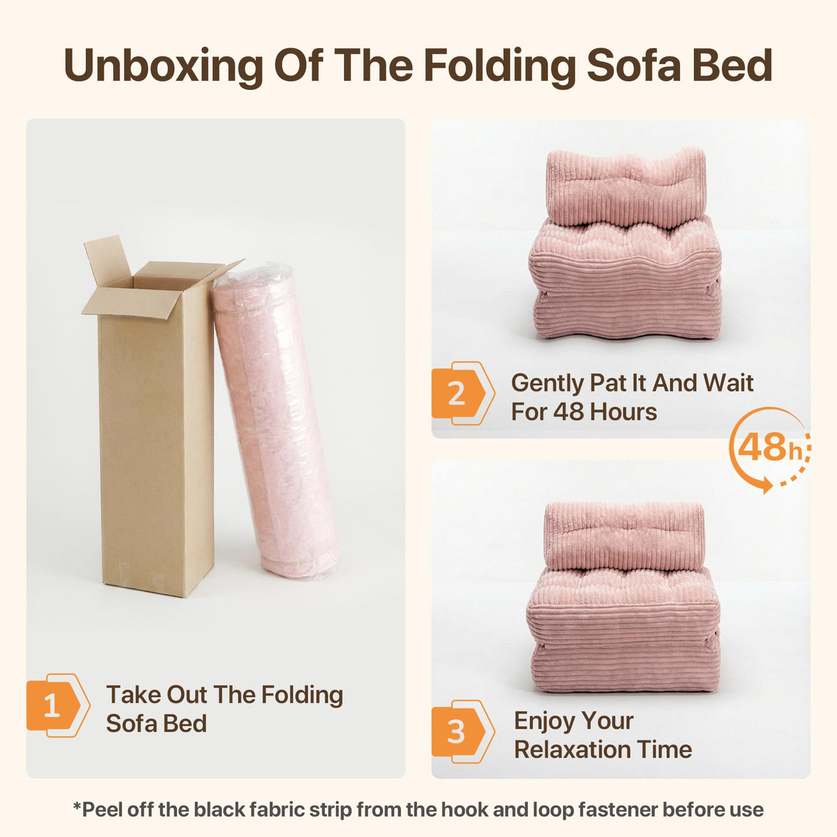 Pink Folding Sofa Bed T401