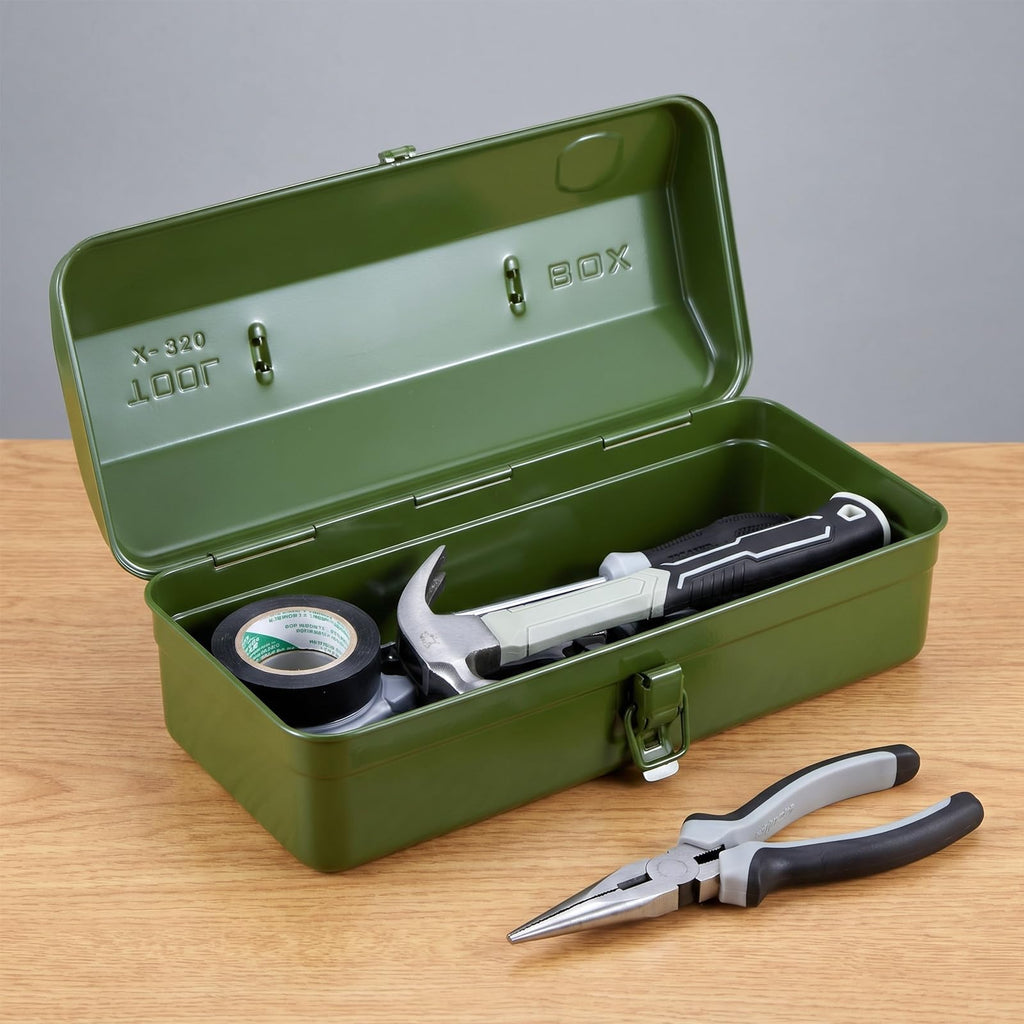 15-Inch Green Metal Storage Box with Lock E8170