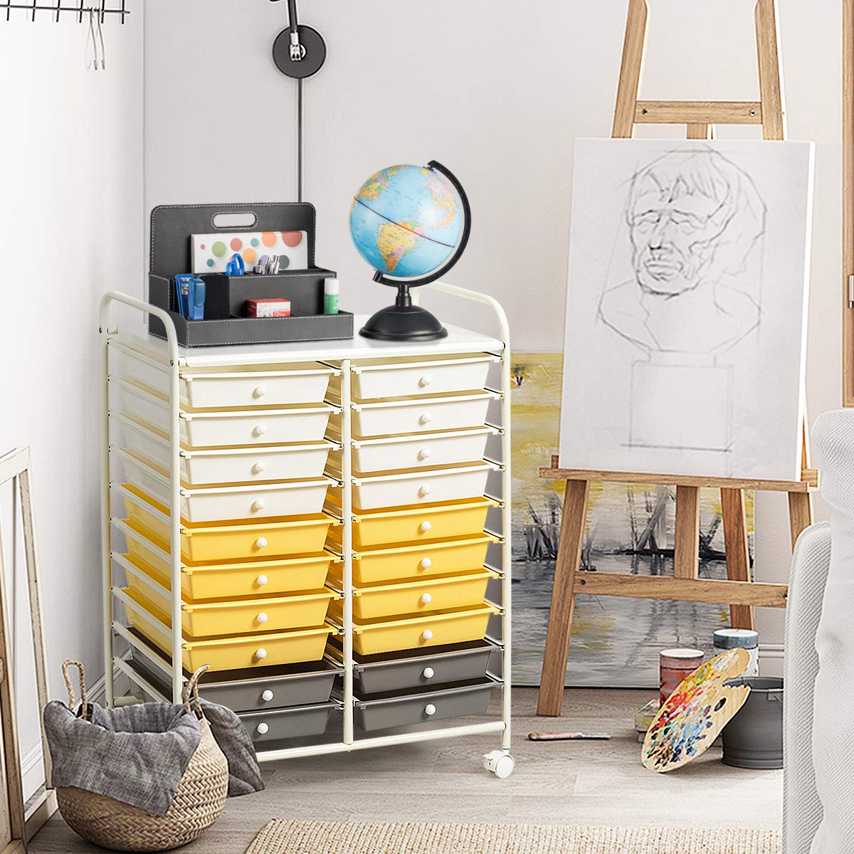 20 Drawer Rolling Storage Cart with Lockable Wheels G6098