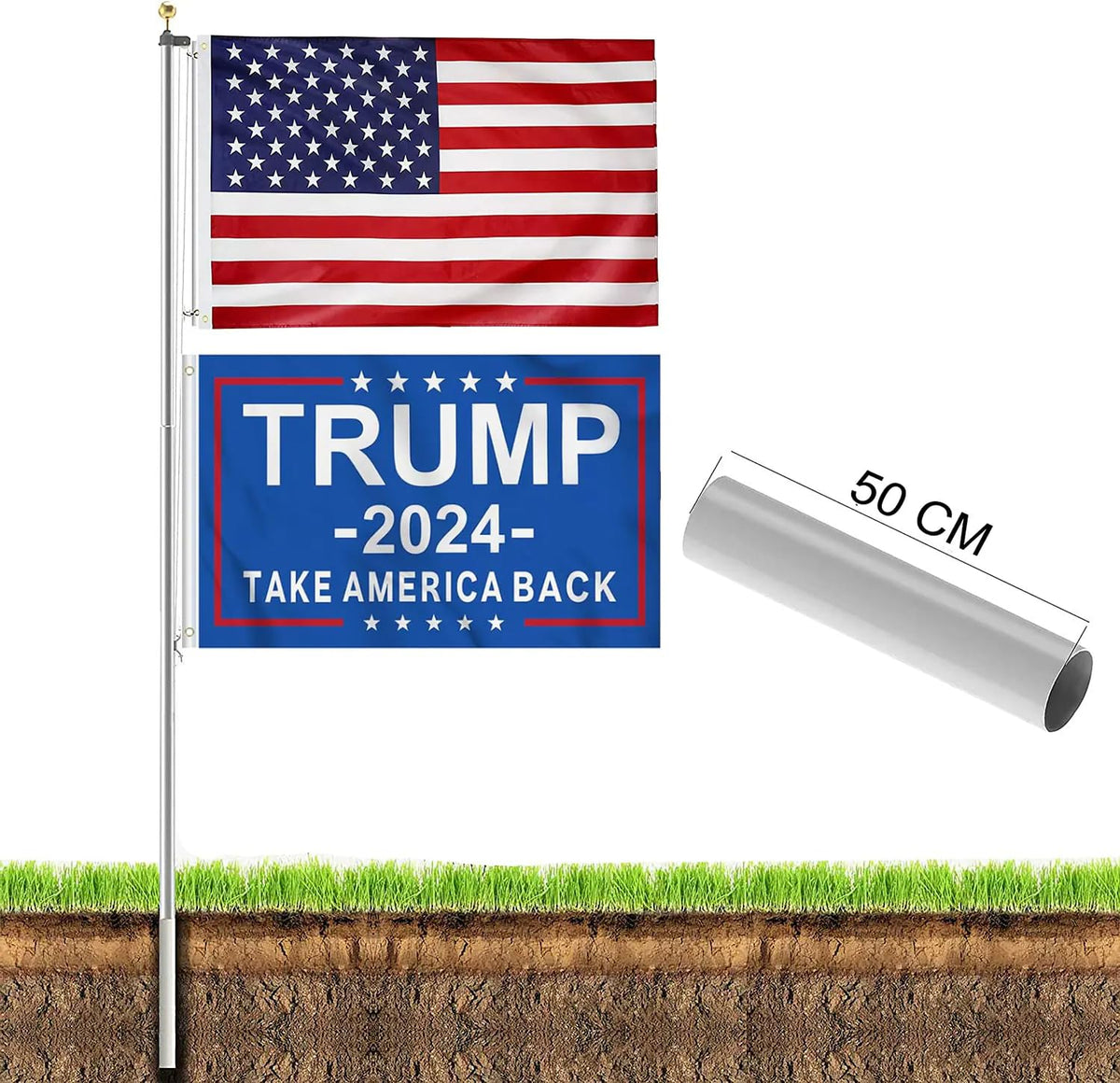 20 FT Aluminum Flagpole Kit with USA Flag P5637