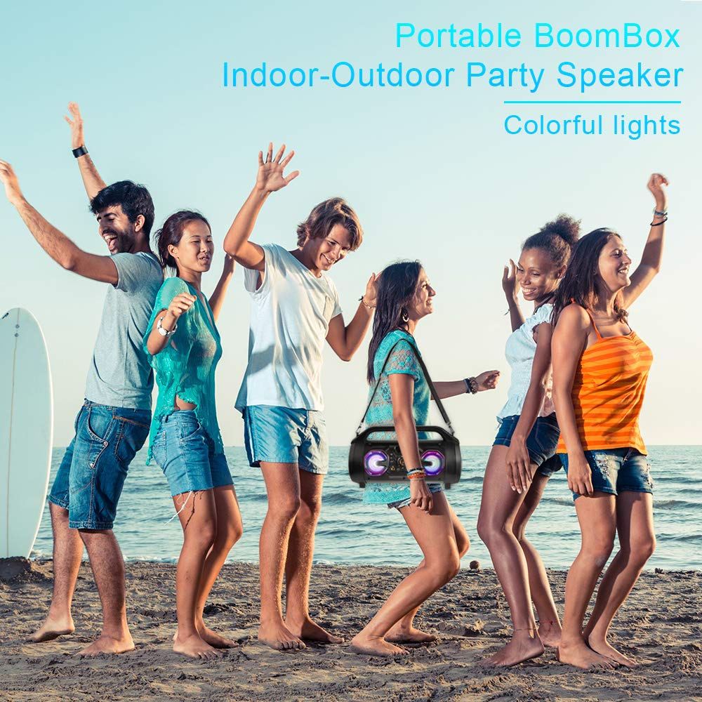 Portable Bluetooth Speaker with Subwoofer, FM Radio, RGB Lights, 30W M56977