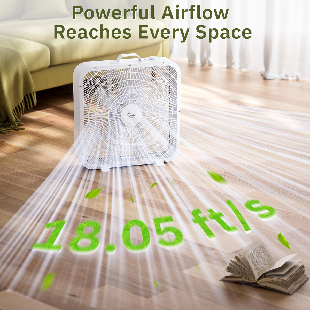 20” 3-Speed Box Fan with Carry Handle, White Q9050