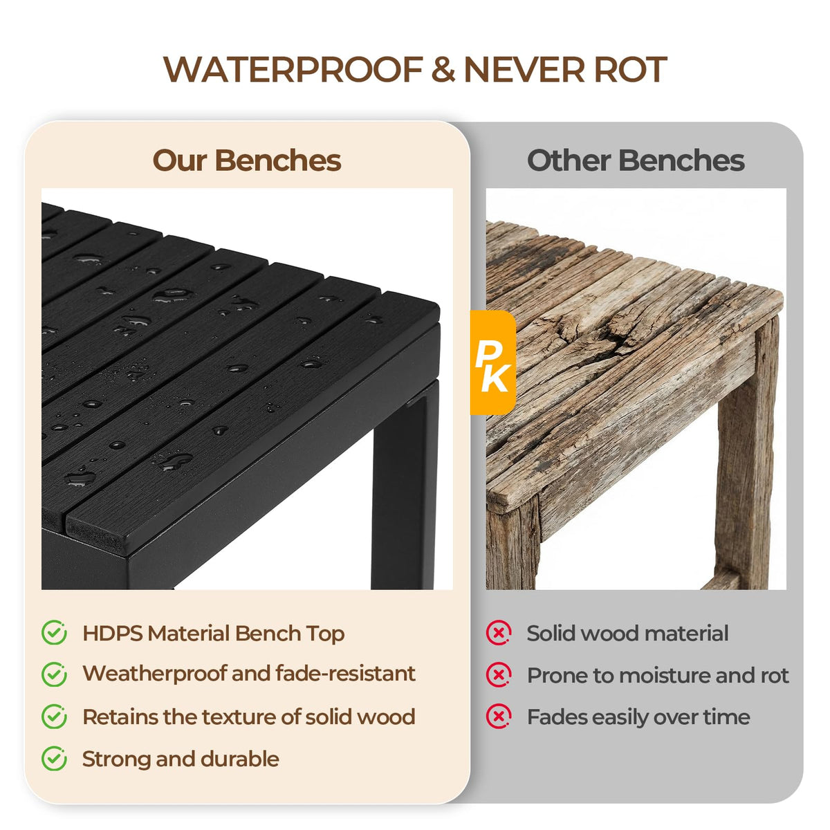 Black 2-Person Outdoor Bench A710769