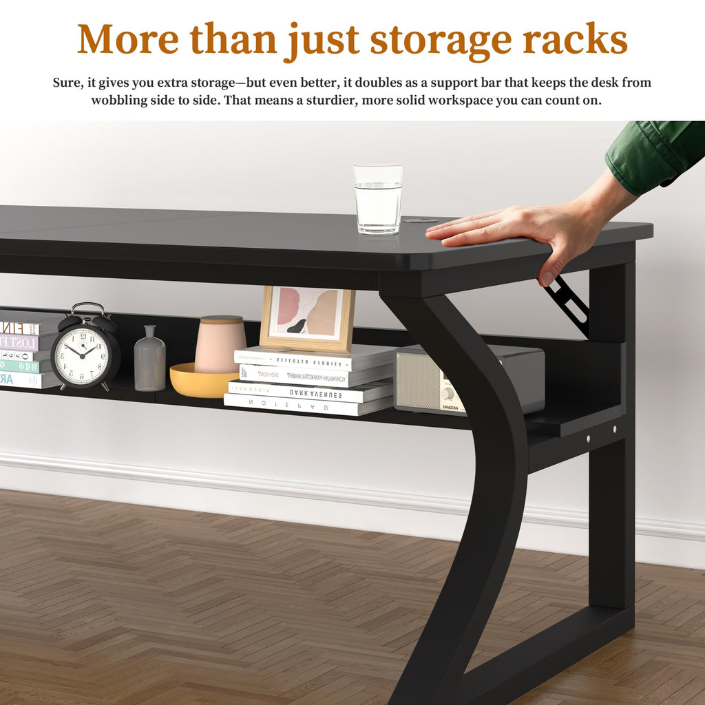 Black 55" Wood Computer Desk Y97208