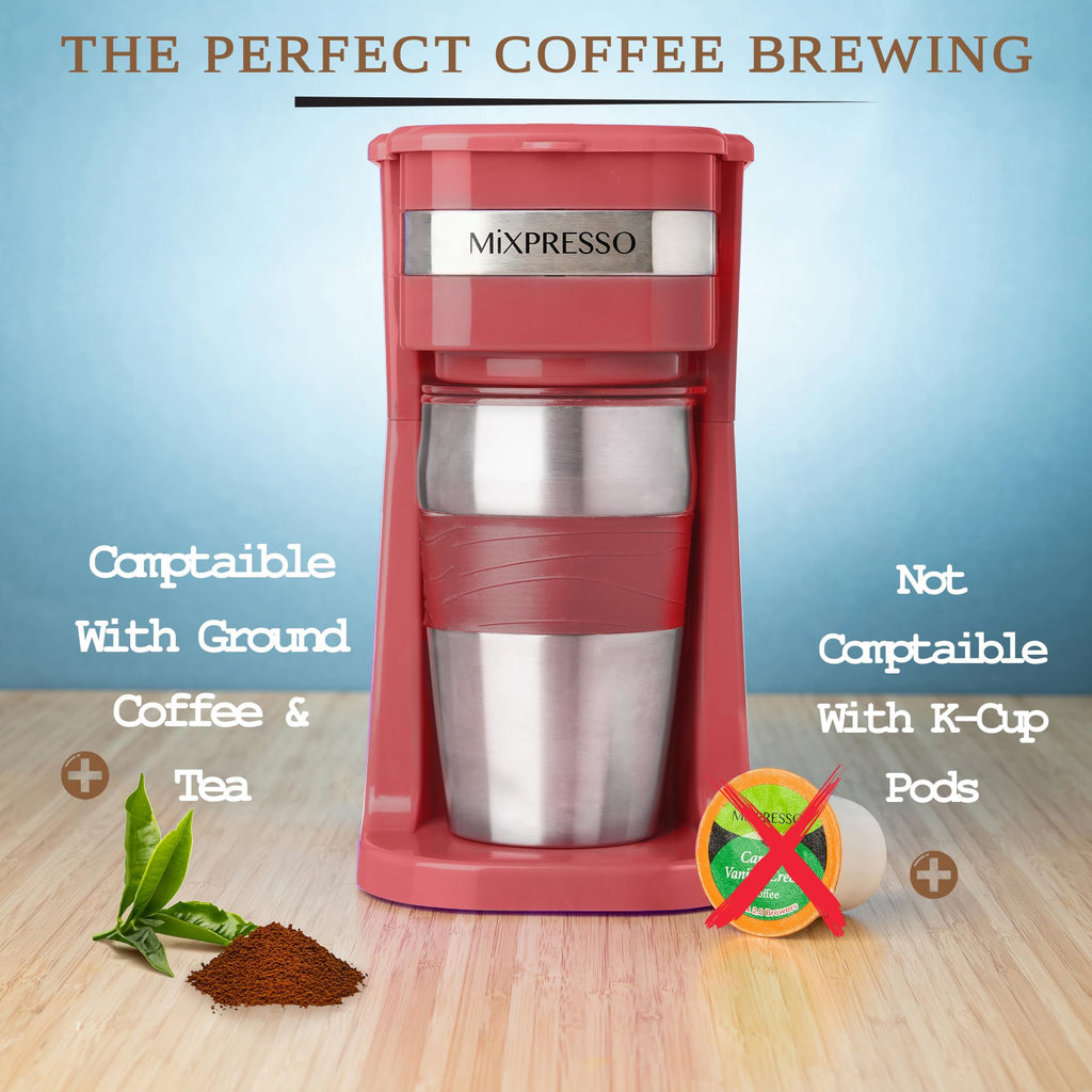 Single Serve Coffee Maker with 14oz Travel Mug Red Z471