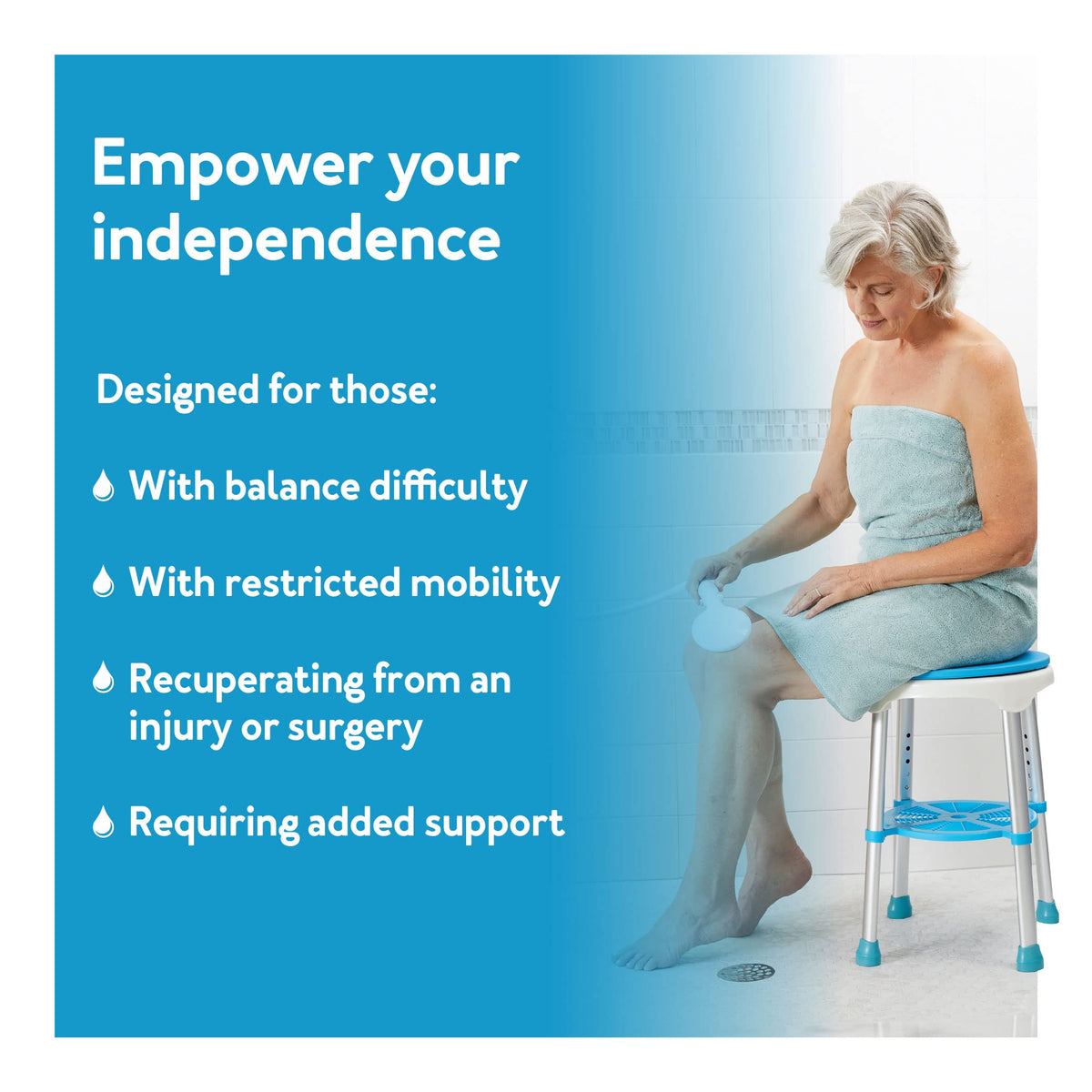Adjustable Rotating Bath and Shower Stool with Storage Tray Y3338