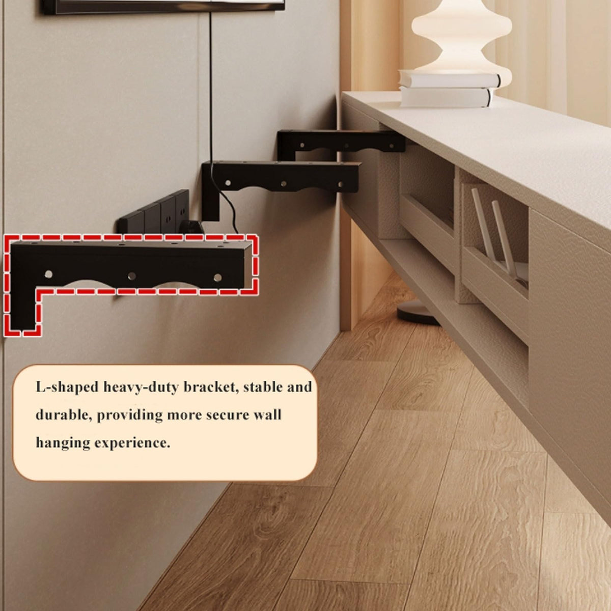 Cream White Floating TV Stand with Drawers N28181
