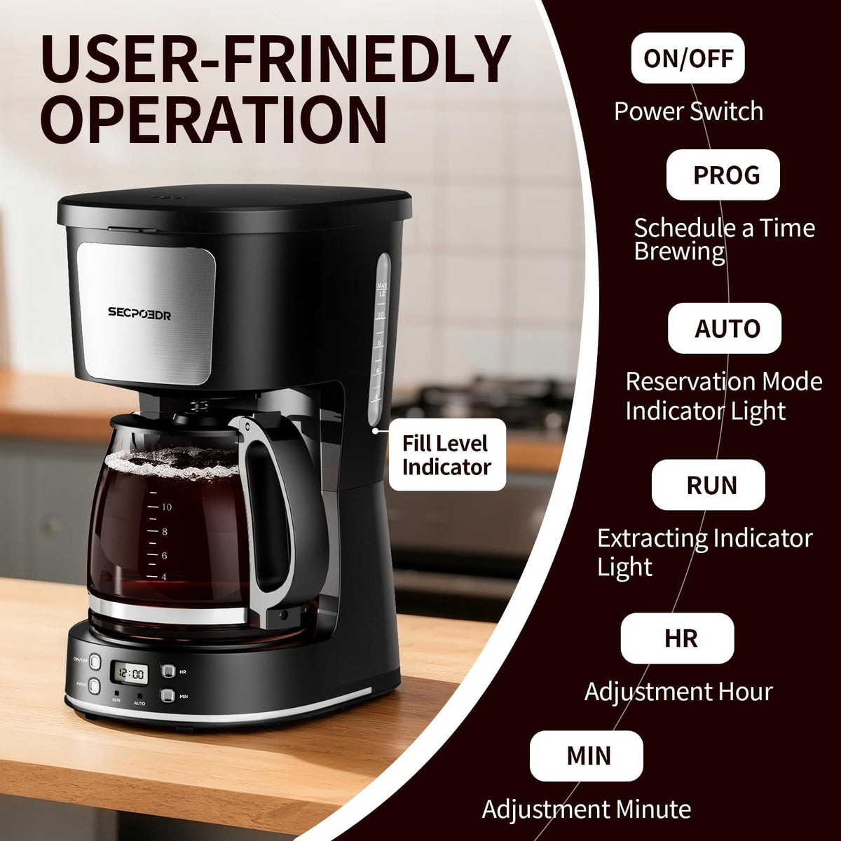 12 Cup Programmable Coffee Maker with Reusable Filter N662