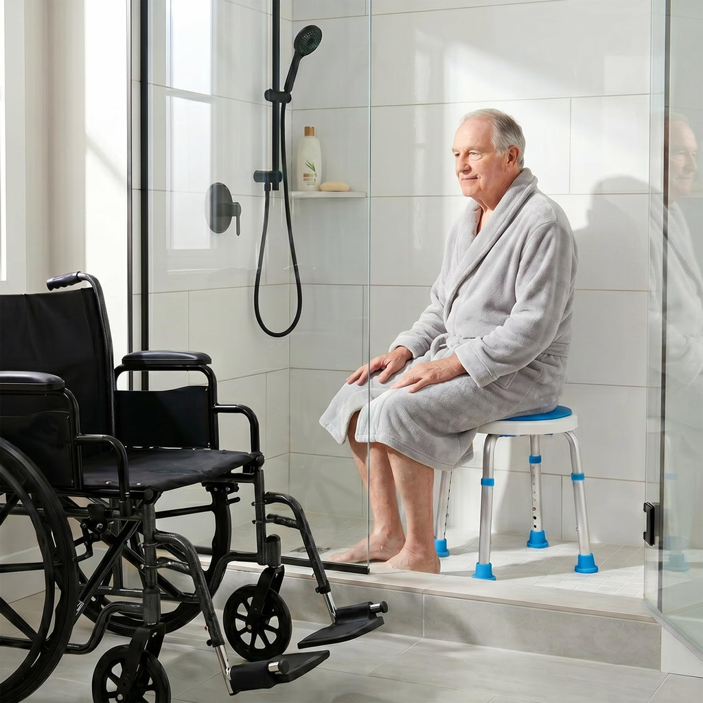 Adjustable Swivel Shower Stool Bench with Anti-Slip Rubber Tips V7776