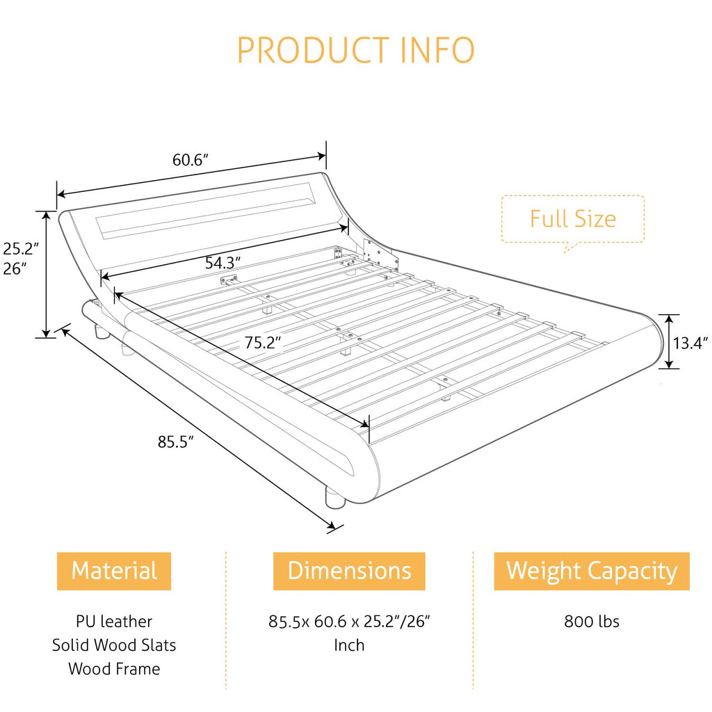 Full Size Bed Frame with Upholstered LED Headboard N98023