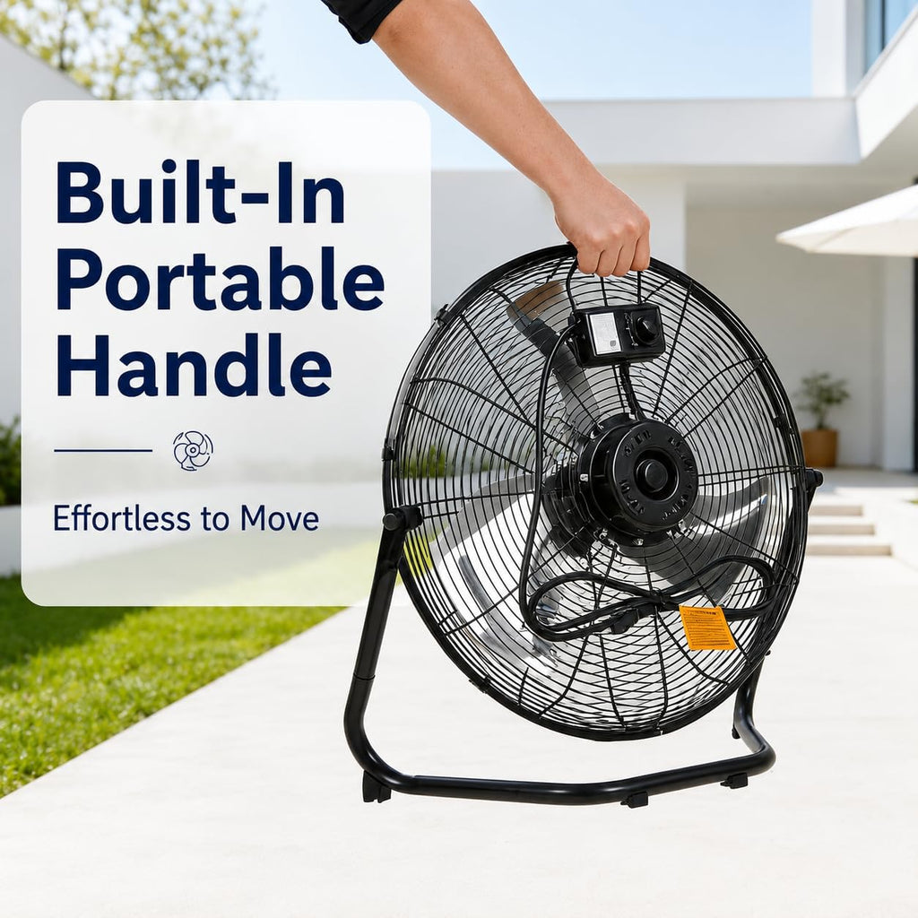 20 Inch Industrial Floor Fan, 3 Speeds, 360° Tilt S399048