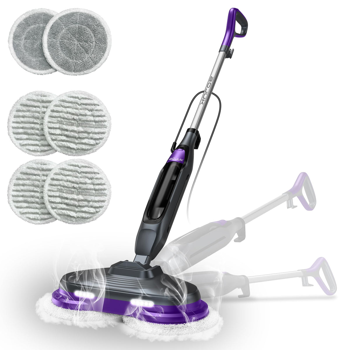 Rotating Scrub & Steam Mop with 6 Scrub Pads S108406