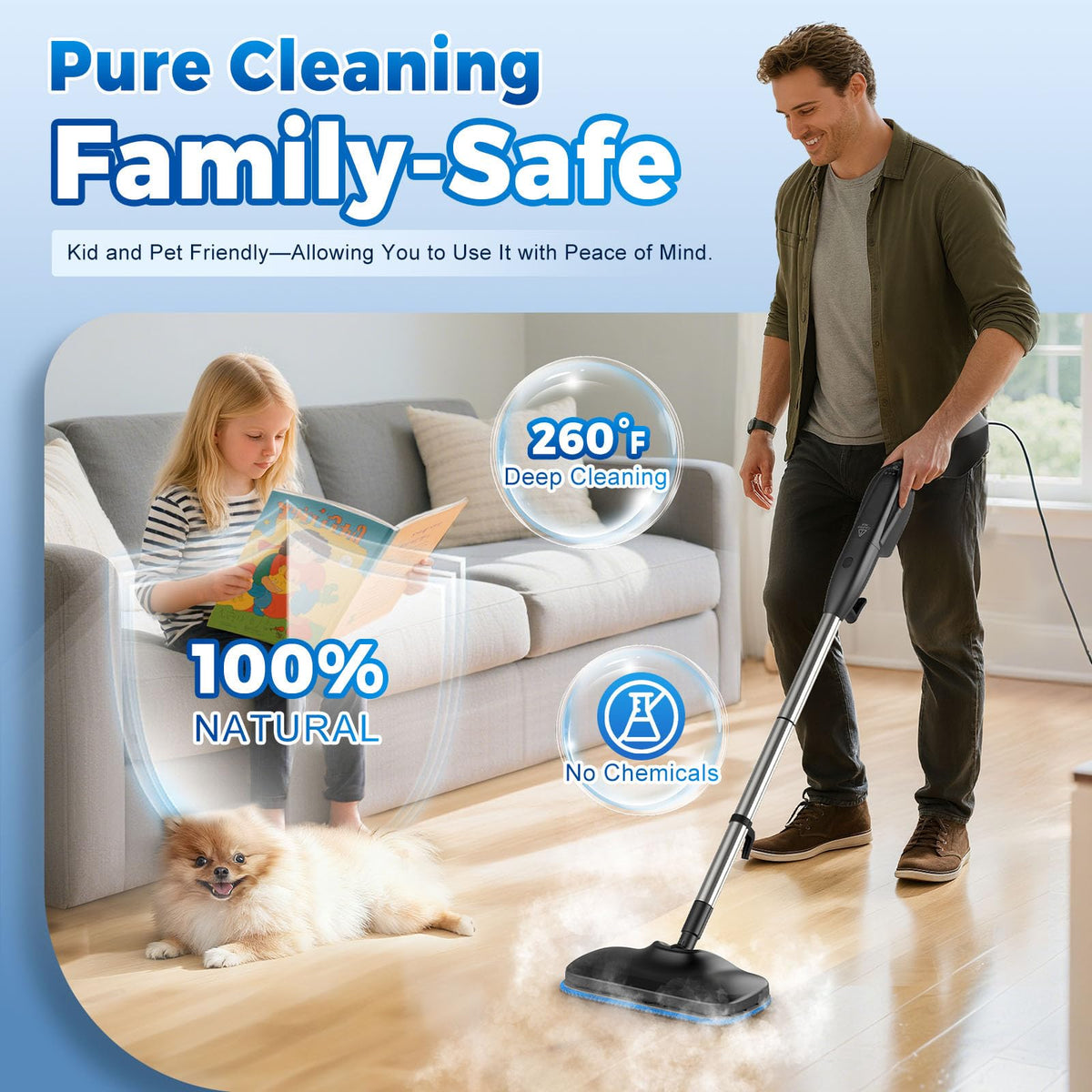 Heavy Duty Detachable Steam Mop Cleaner with 17 Accessories X500796