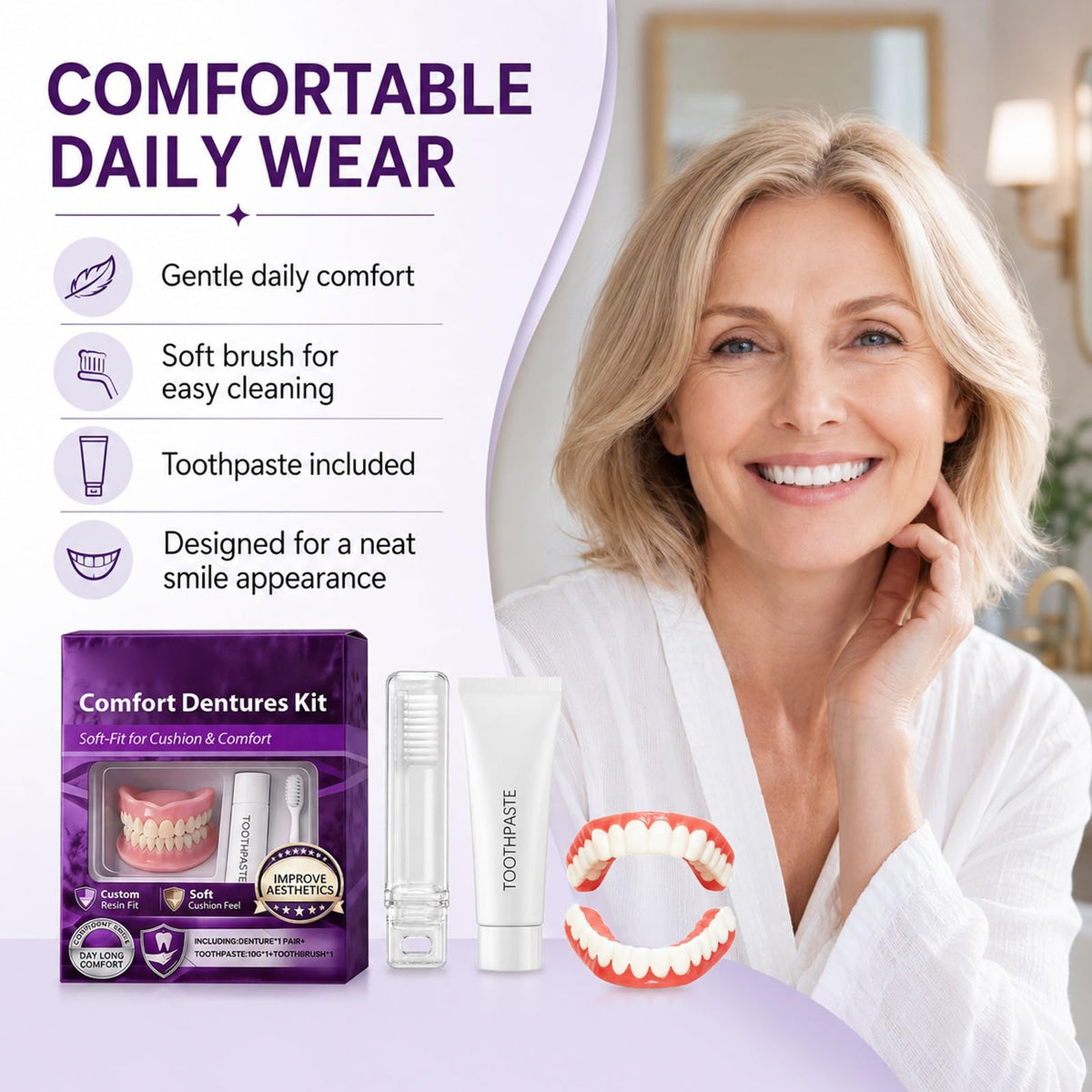 Silicone Dentures Upper & Lower Set A50843