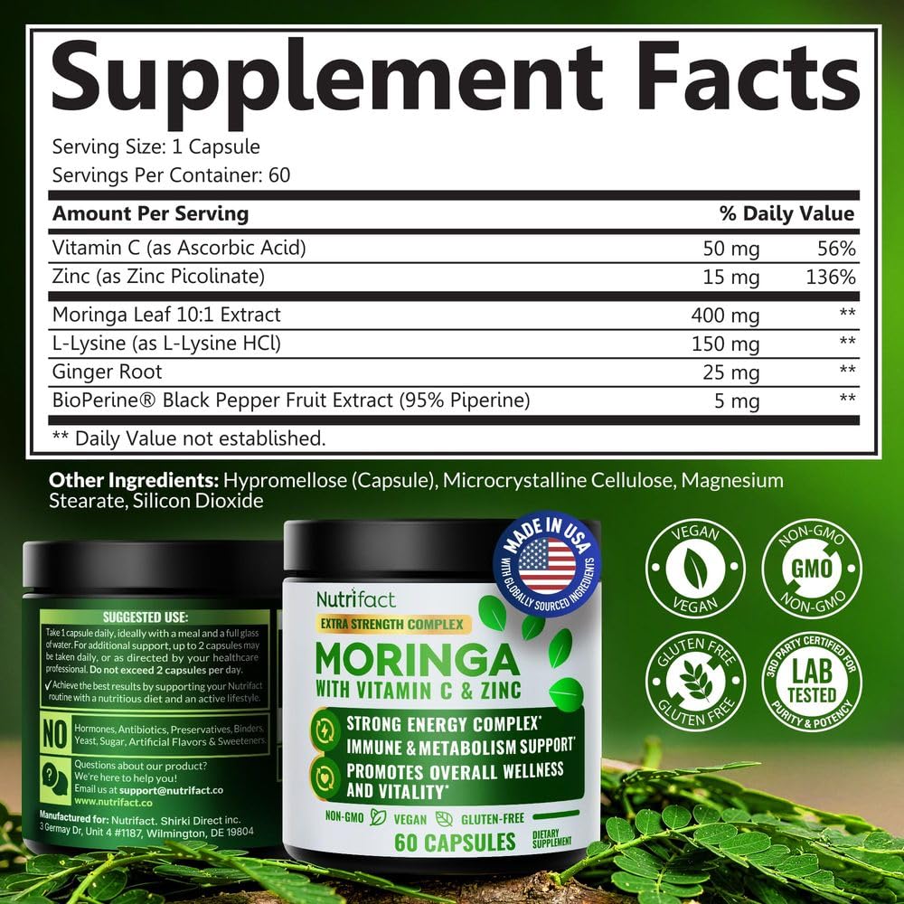 Moringa Capsules with Vitamin C, Zinc & L-Lysine K466103