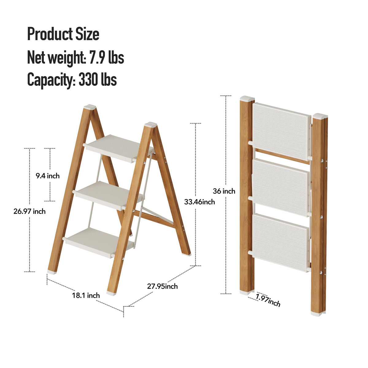 3 Step Aluminum Foldable Step Stool Y428360