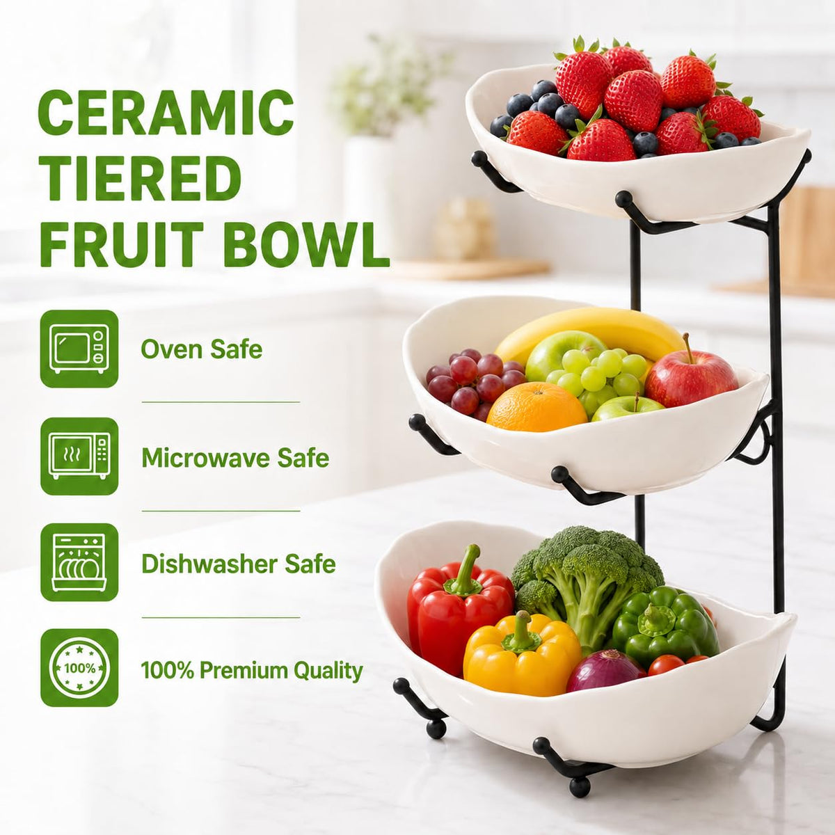 3 Tier Ceramic Fruit Bowl N8975