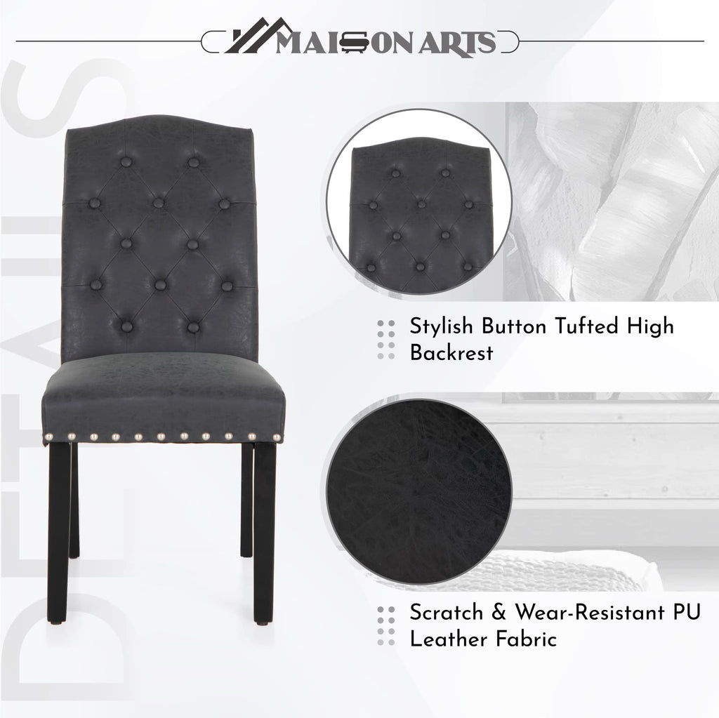 Black Faux Leather Dining Chairs Set of 2 Q15211