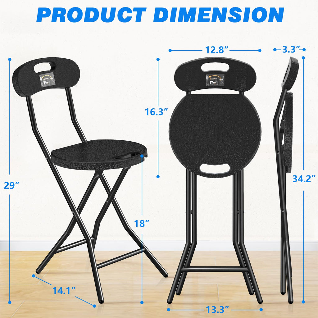 Folding Stool with Back, 18 inch Set of 1 E1861