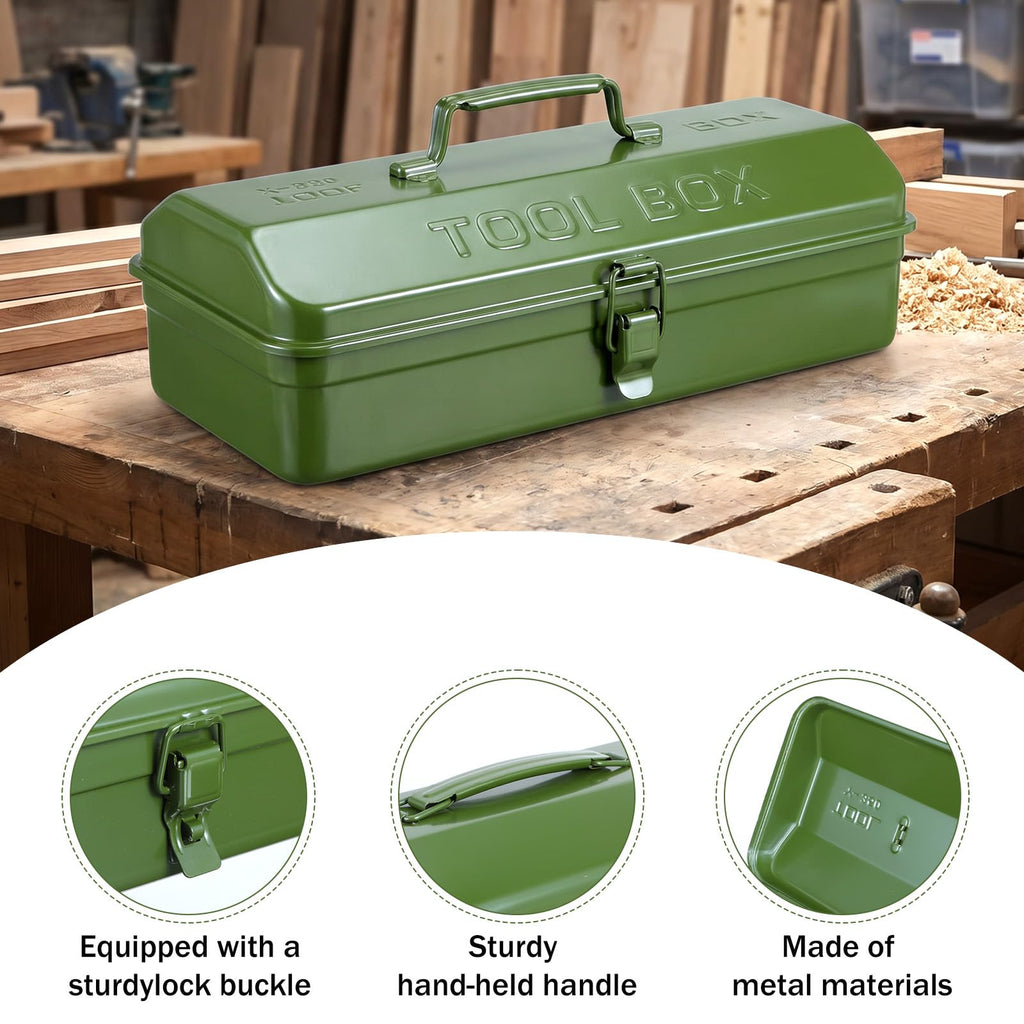 15-Inch Green Metal Storage Box with Lock E8170
