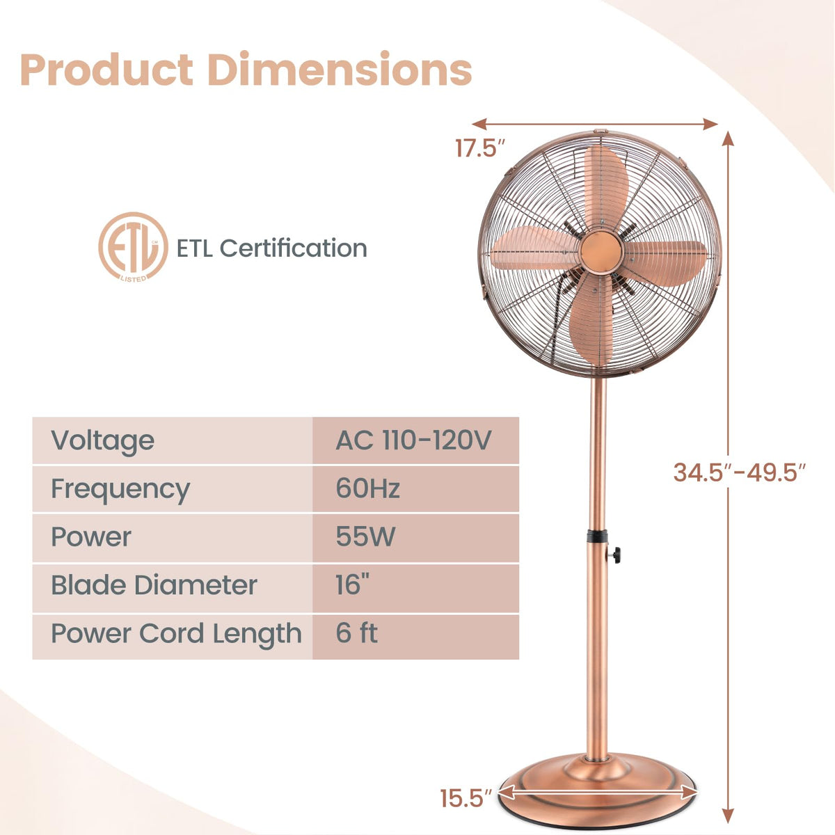 16 Inch Oscillating Pedestal Fan Q414180