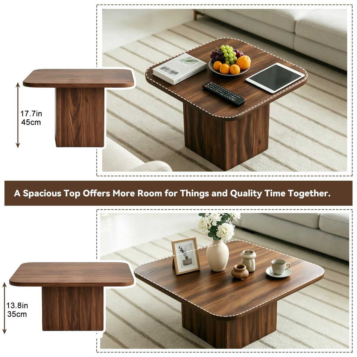 Nesting Coffee Tables Set of 2 Wood Square T18064