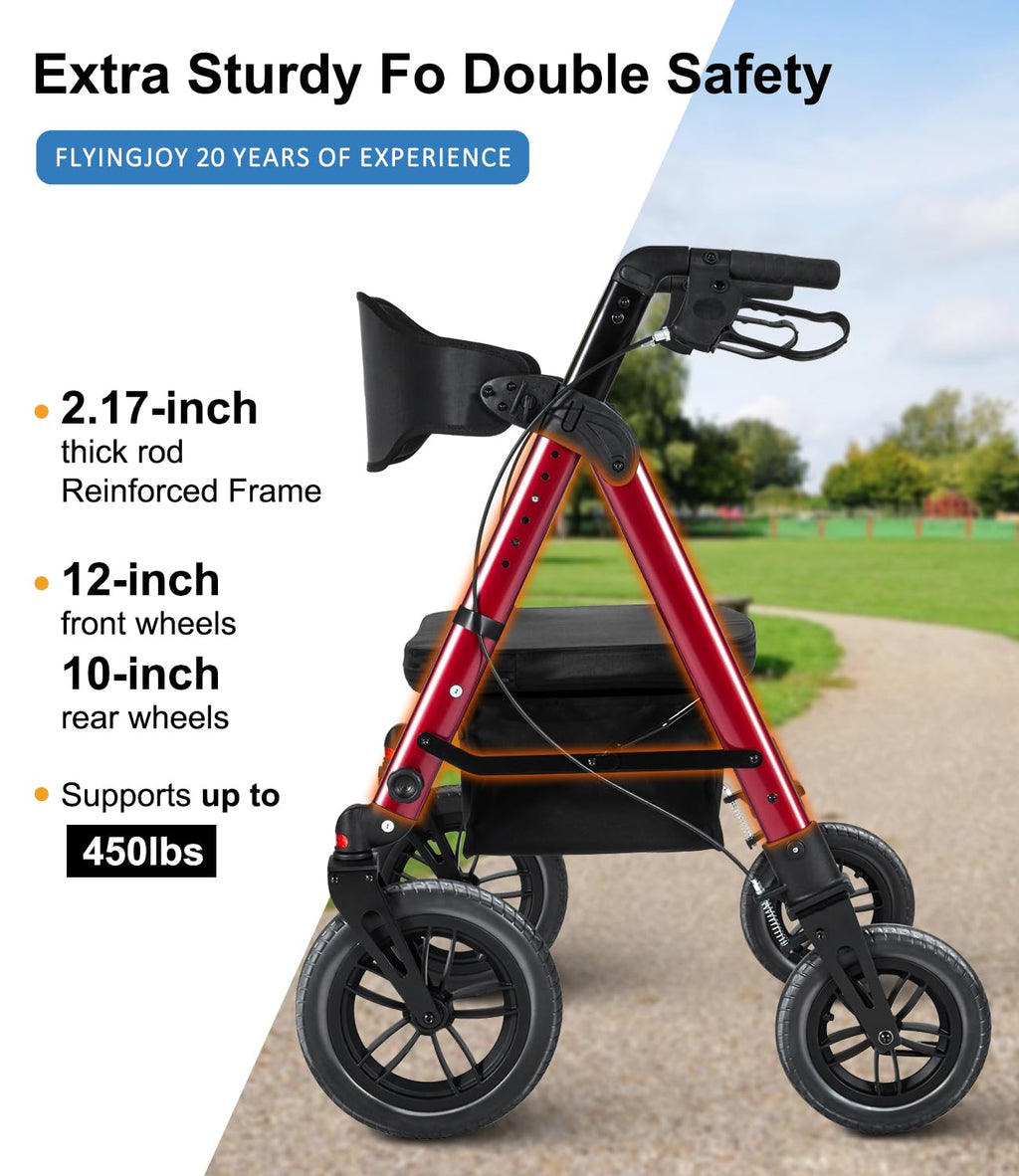 Heavy-Duty Bariatric Rollator Walker with Seat M326358