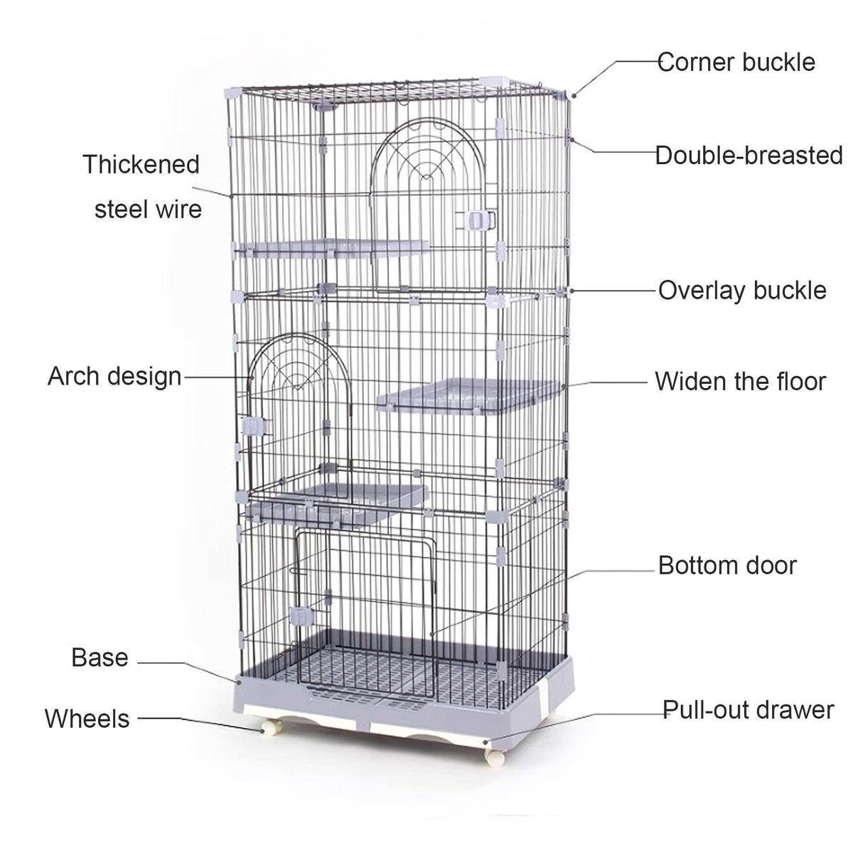 4 Tier Detachable Metal Cat Cage with Hammock S986
