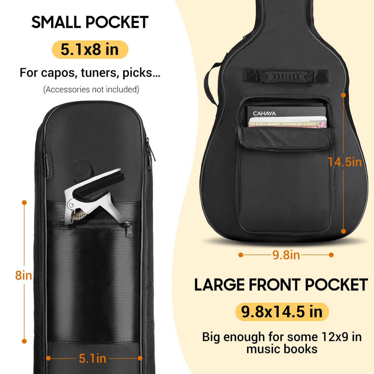 41 In 0.35 In Thick Padding Soft Guitar Bag Black K32553