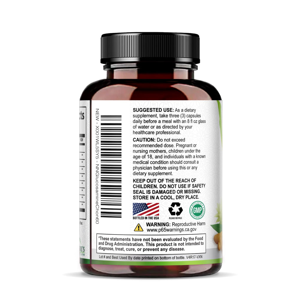 Glucosamine Chondroitin MSM 2100mg Joint Support Supplement with Turmeric & Boswellia 60 Capsules X85899